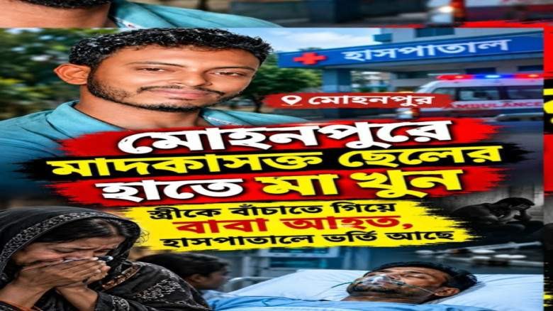 মোহনপুরে মাদকাসক্ত ছেলের হাতে মা নিহত, মৃত্যুর সঙ্গে লড়ছেন বাবা
